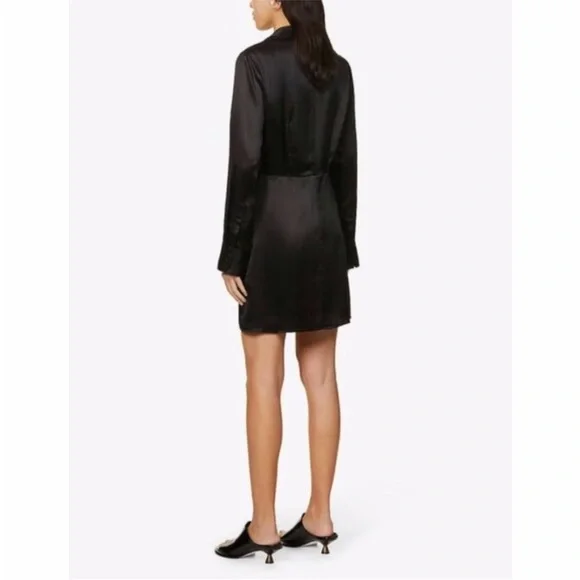 NEW Reformation Alaine 100% Silk Dress Black 2